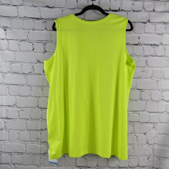 Women's Knit V-Neck Sleeveless Tunic - Hot Lime - Picture 3 of 4